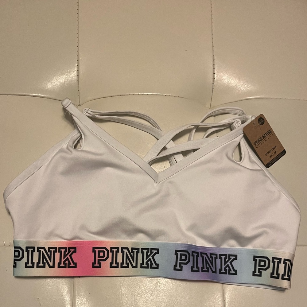 PINK Victoria's Secret Women's White Sports Bra